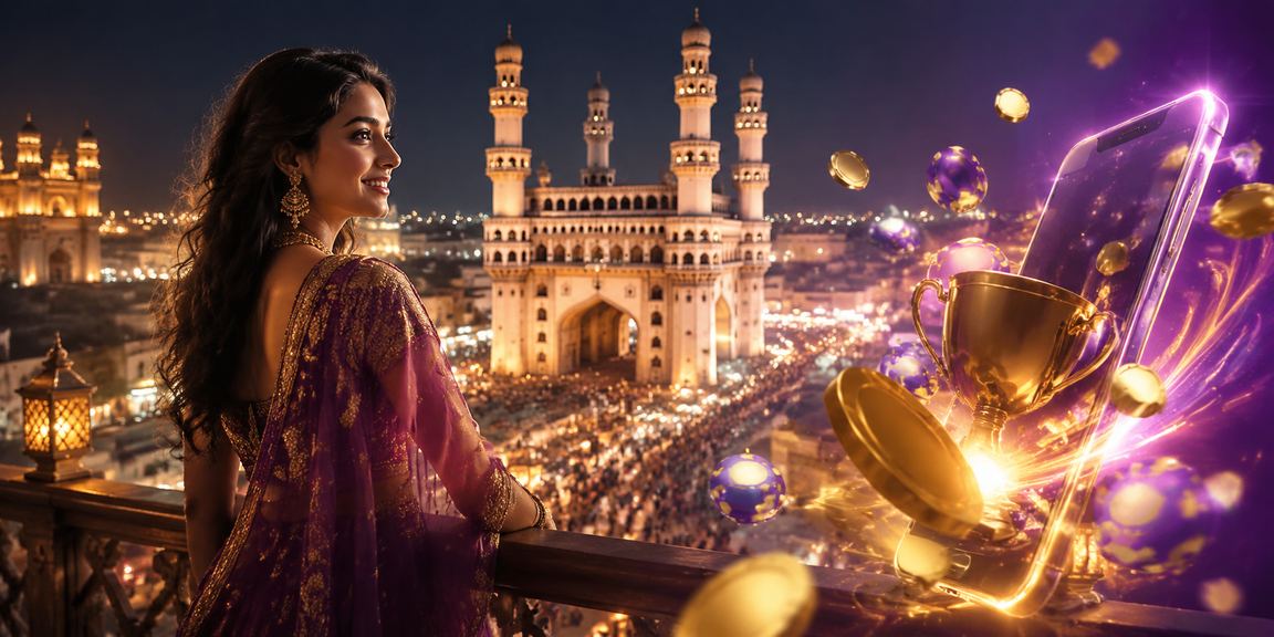 Mobile casino app vibrant night market in Hyderabad